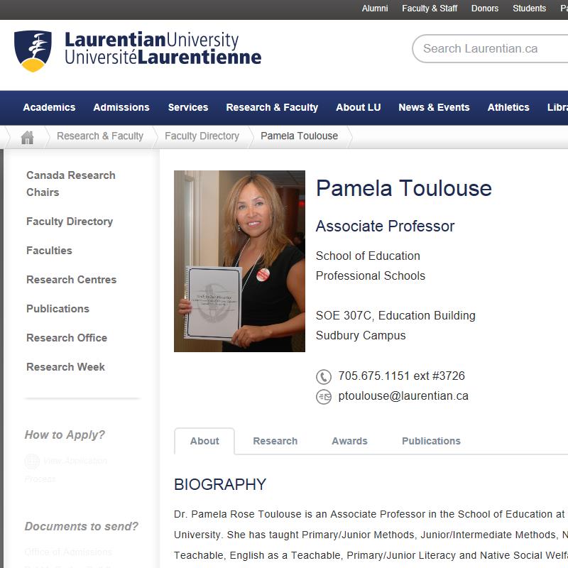 Pamela Toulouse - Aboriginal Education