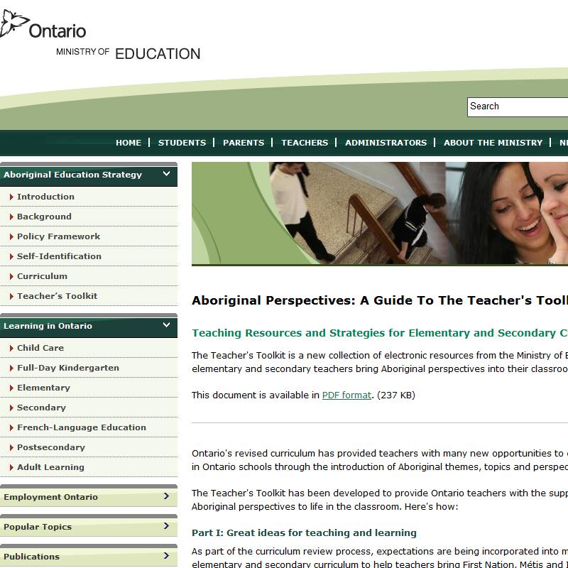 Aboriginal Perspectives: The Teacher's Toolkit