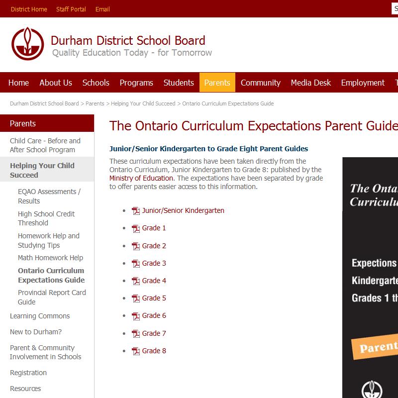Ontario Curriculum Expectations