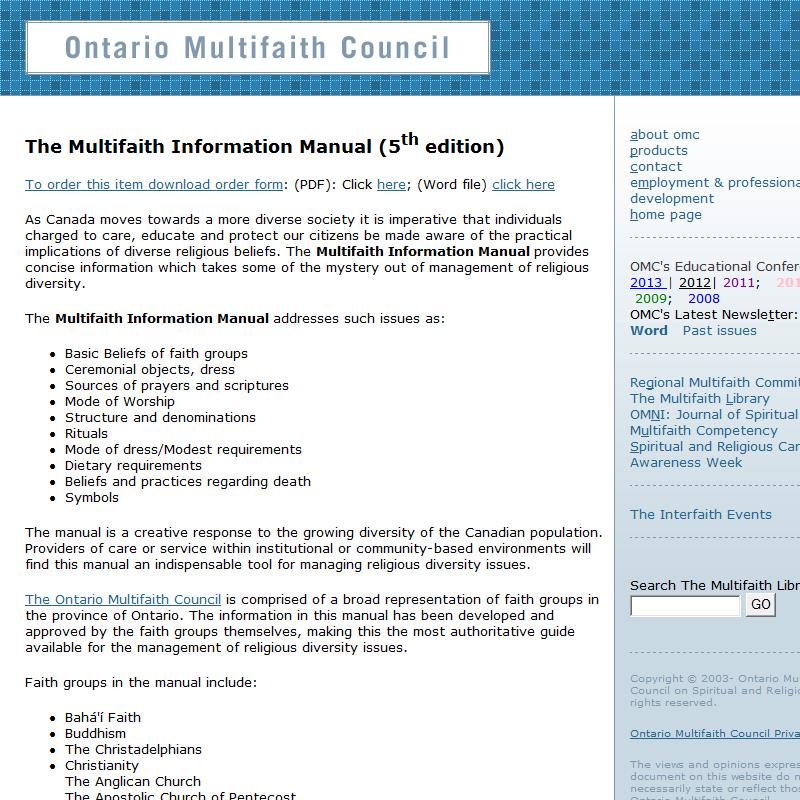 Multifaith Information Manual